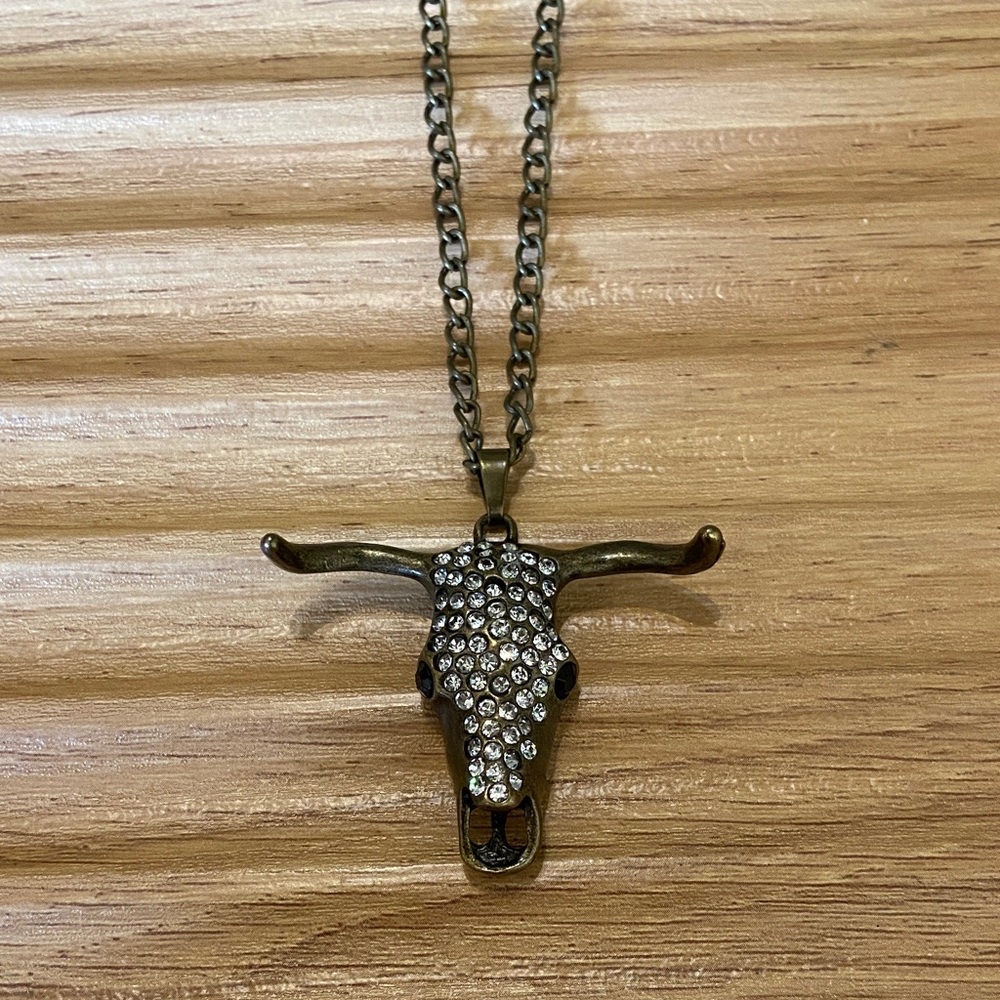 Bronze Bull Skull Necklace